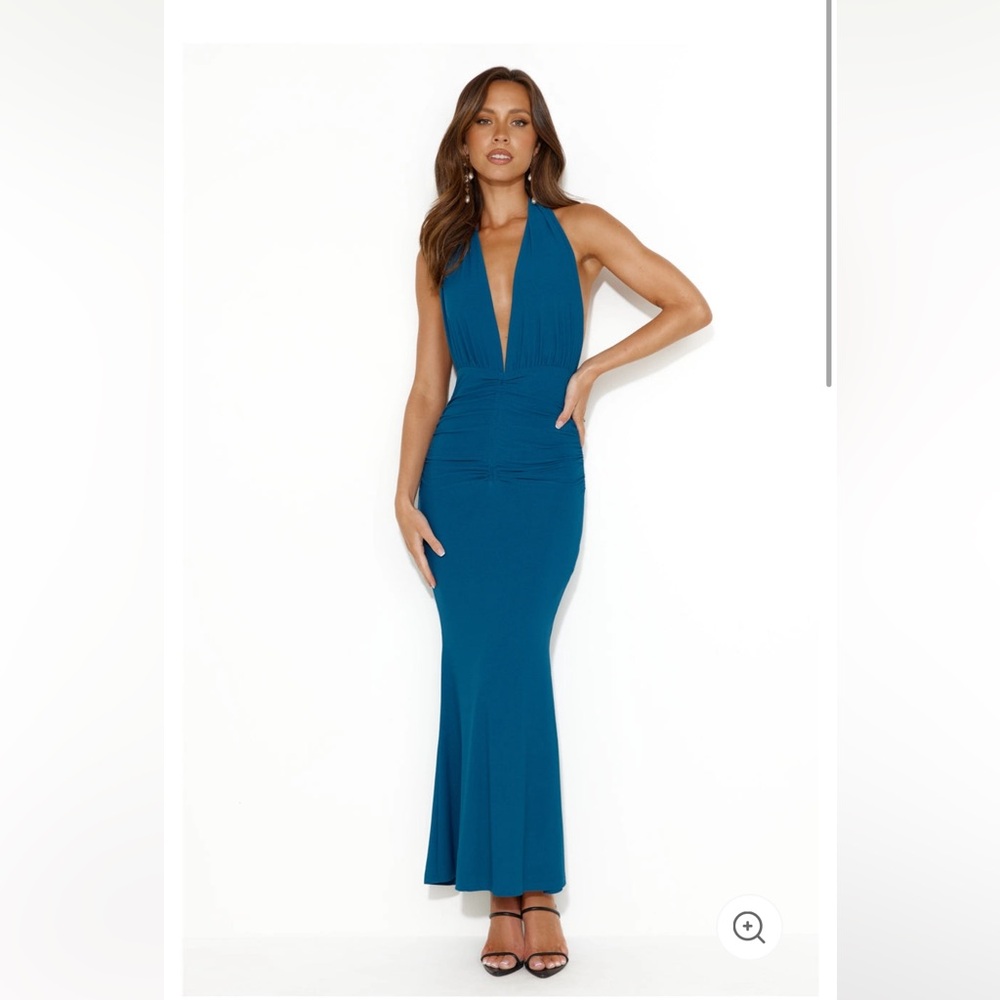 Hello Molly That’s Hot Halter Midi Dress Teal